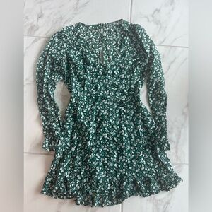 Reformation Dark Green Floral Dress